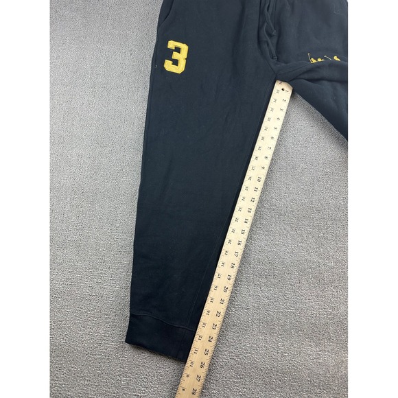 Polo Ralph Lauren Joggers Men L Black Triple Pony Patch 3 Cotton Blend Fleece - Picture 9 of 15
